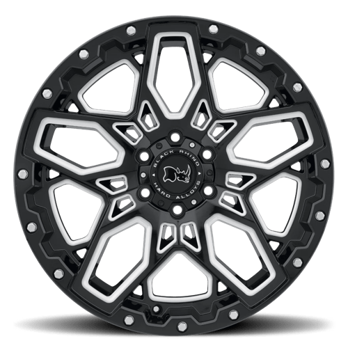 Black Rhino Hard Alloys Shrapnel 20x9.5 Gloss Black w/Milled Spokes 12mm ET 110.1mm CB 5x150