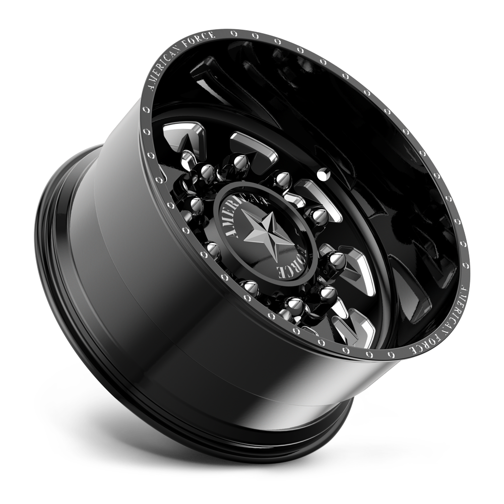 American Force Sideways SD forged wheels in gloss black milled finish, side profile view