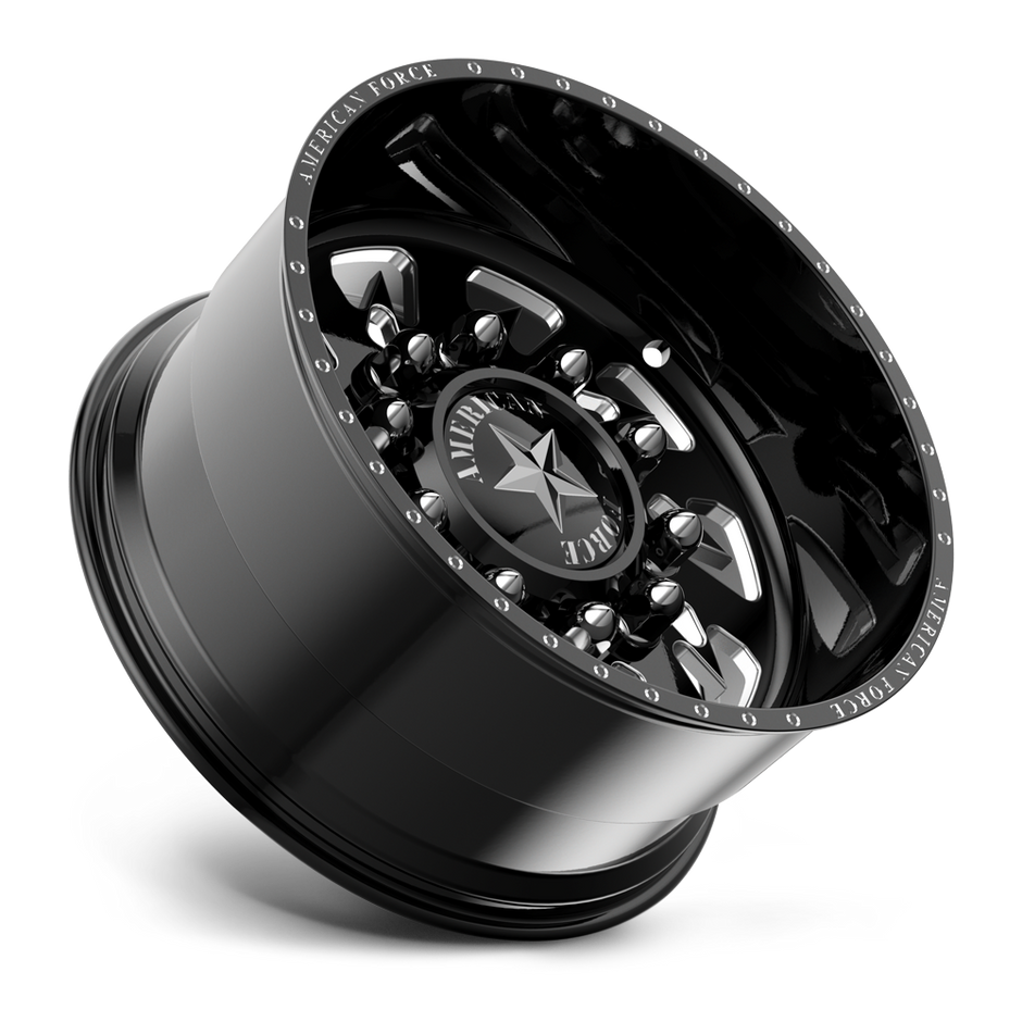 American Force Sideways SD forged wheels in gloss black milled finish, side profile view