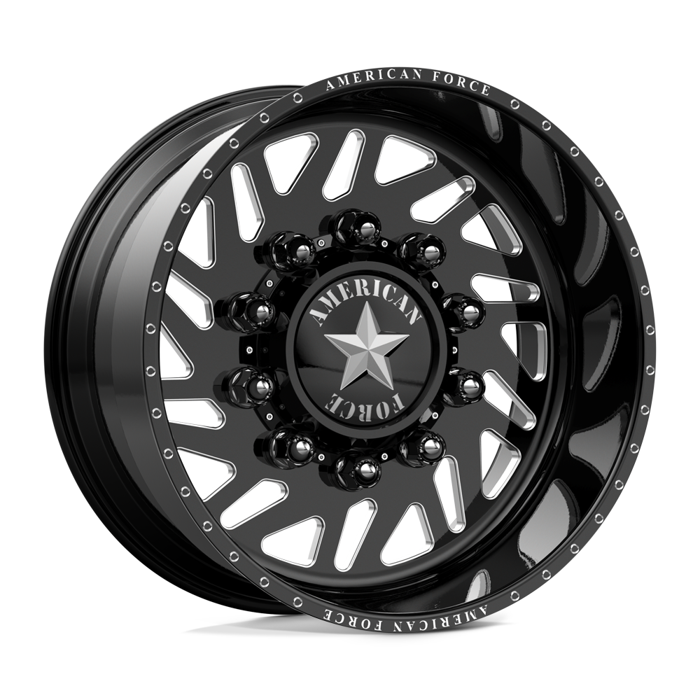 American Force Siege SD forged wheels in gloss black milled finish, three-quarter view