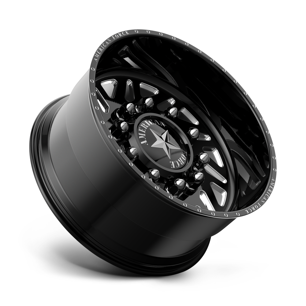 American Force Siege SD forged wheels in gloss black milled finish, side profile view
