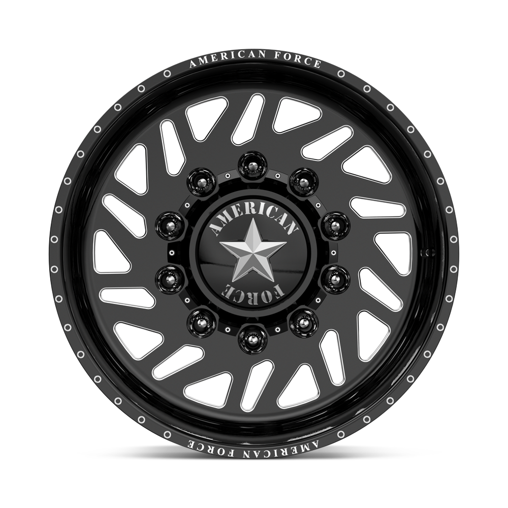 American Force Siege SD forged wheels in gloss black milled finish, face view