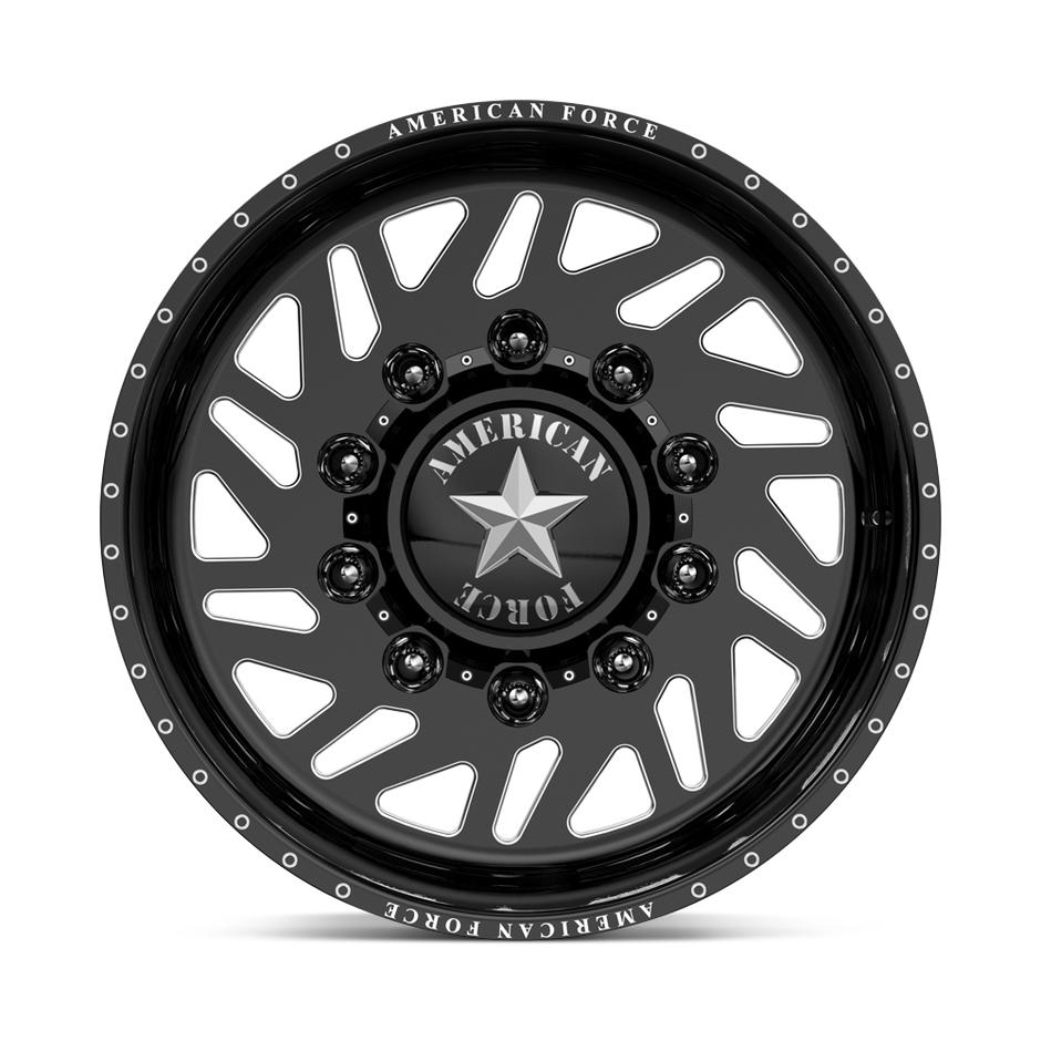 American Force Siege SD forged wheels in gloss black milled finish, face view