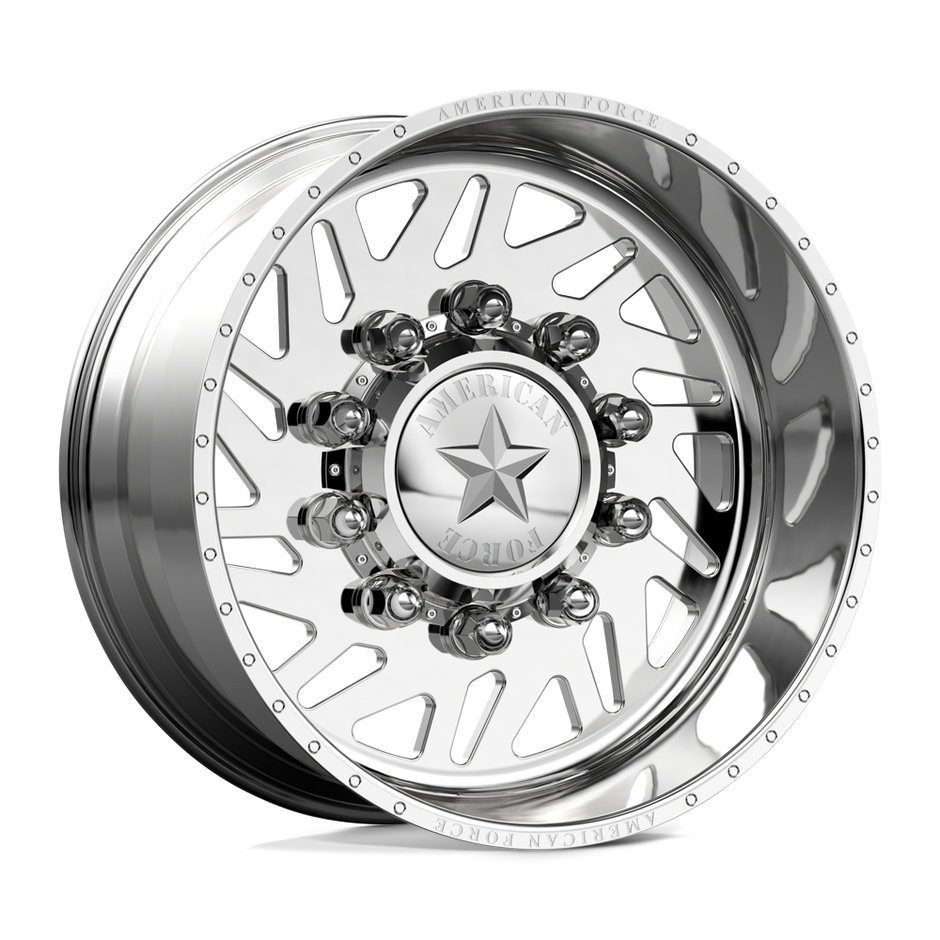 American Force Siege SD forged wheels in polished finish, three-quarter view