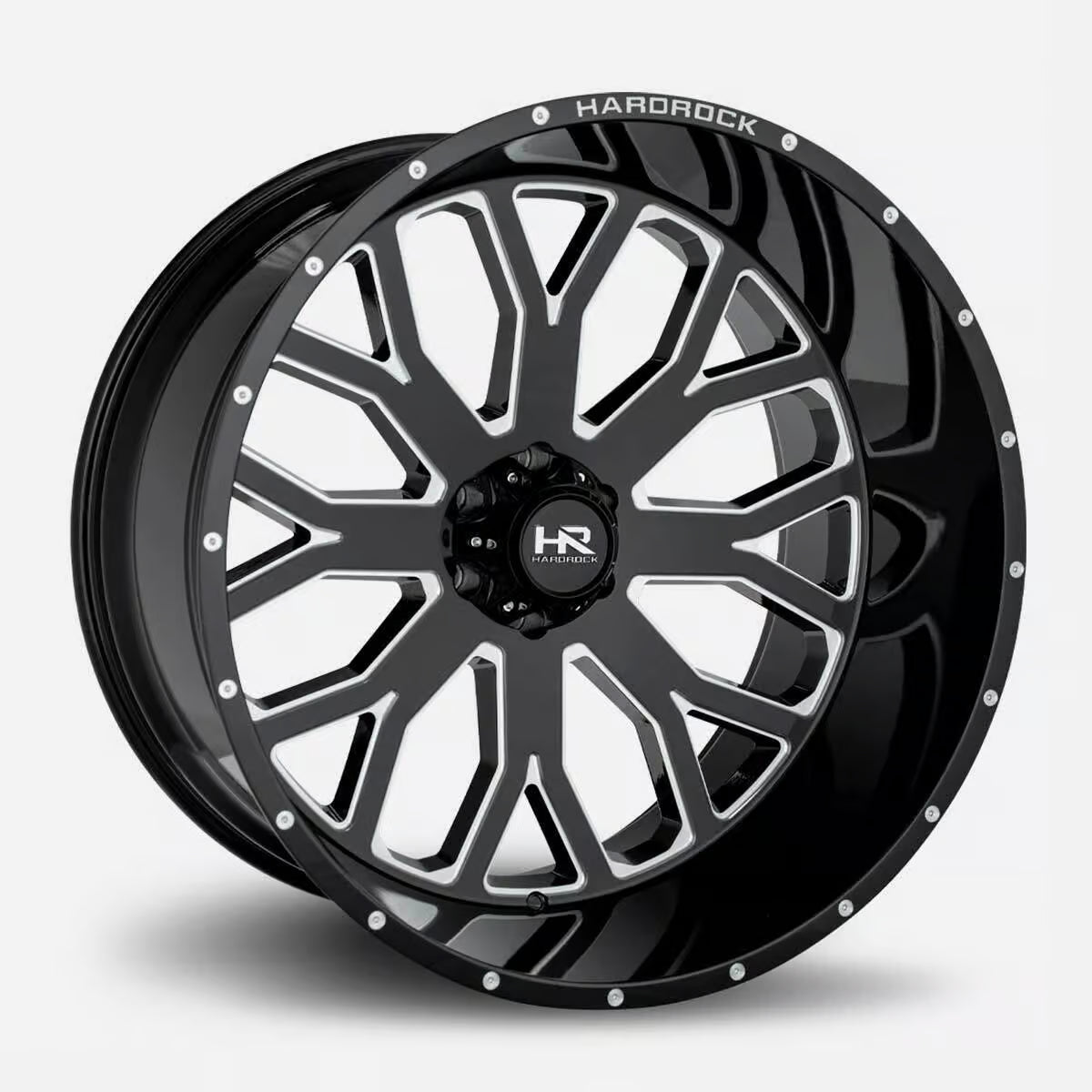Hardrock Offroad Slammer Xposed 20x12 Gloss Black Milled -44mm ET 124.3mm CB 8x180 wheel