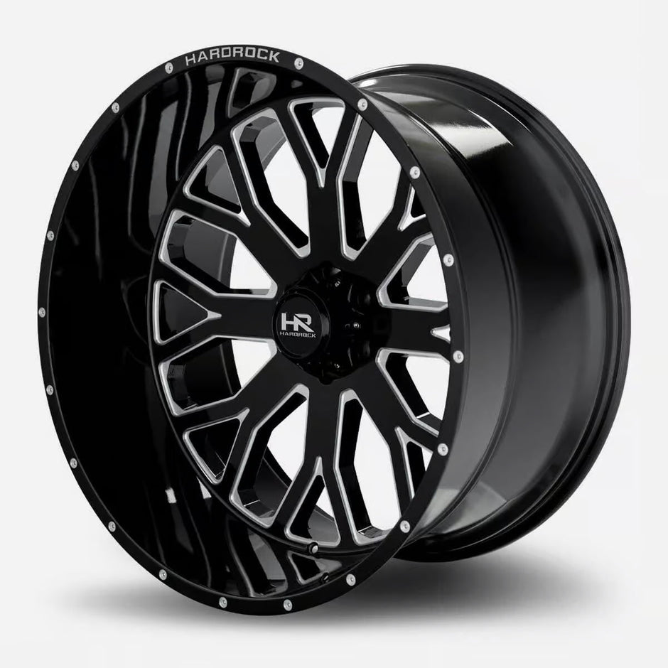 Hardrock Offroad Slammer Xposed 22x12 Gloss Black Milled -44mm ET 125.2mm CB 8x165.1 wheel