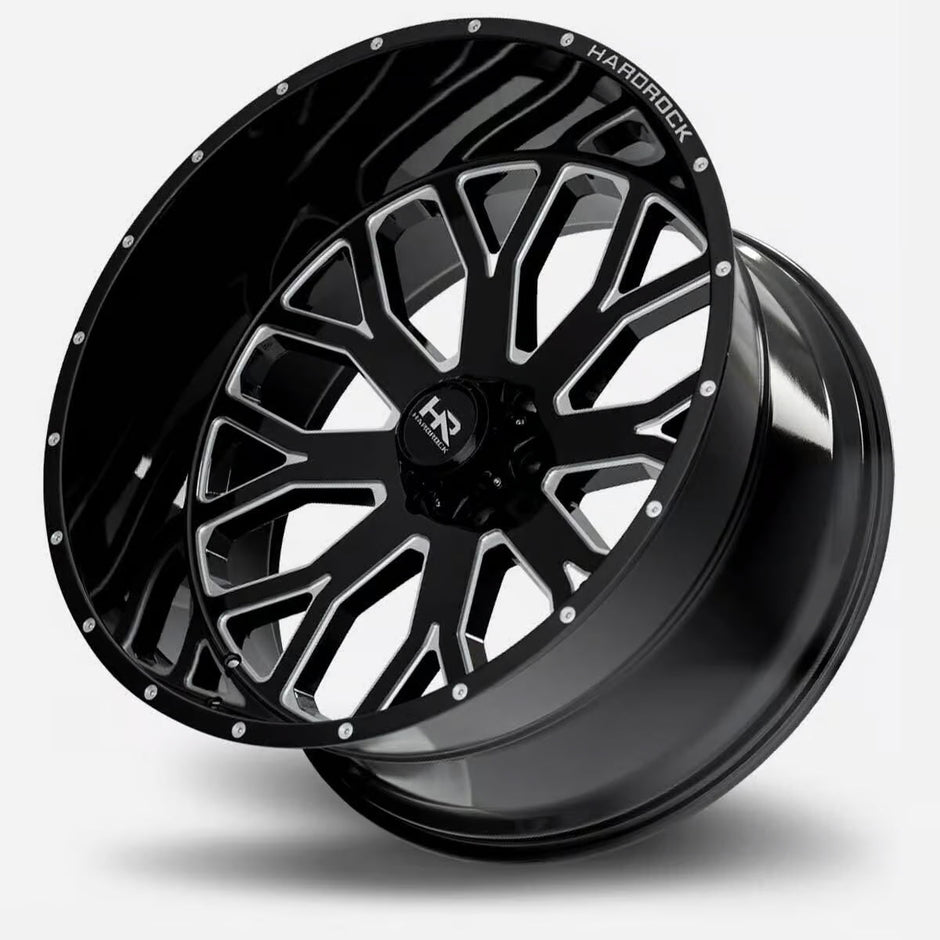 Hardrock Offroad Slammer Xposed 26x14 Gloss Black Milled -76mm ET 124.3mm CB 8x180 wheel