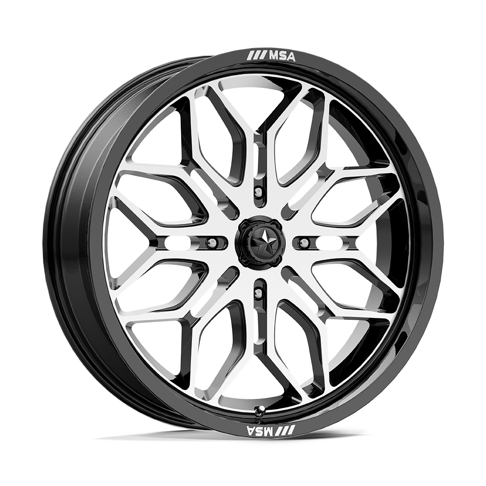 MSA Offroad Wheels M47 Sniper 22x7 Gloss Black Machined 10mm ET 96mm CB 4x137