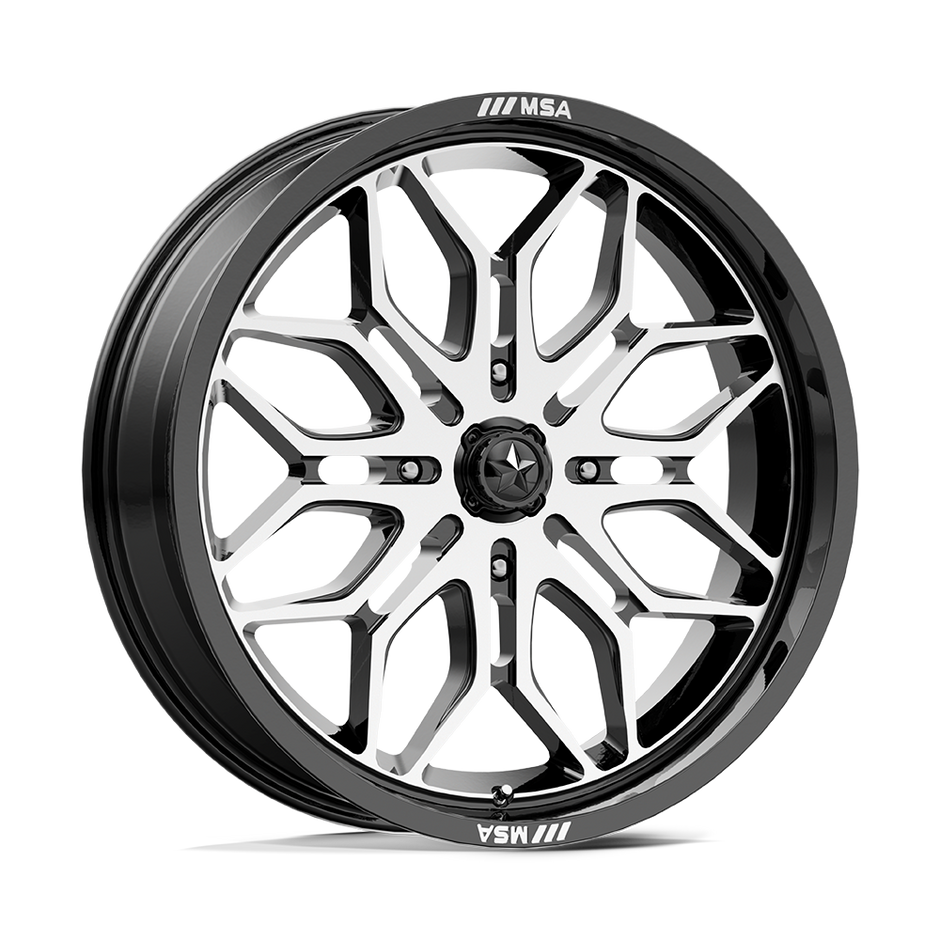 MSA Offroad Wheels M47 Sniper 22x7 Gloss Black Machined 10mm ET 96mm CB 4x137