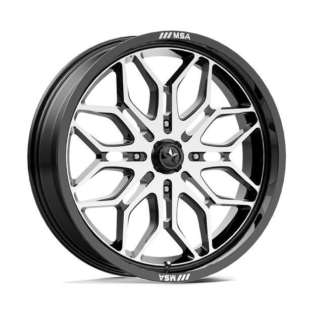 MSA Offroad Wheels M47 Sniper 22x7 Gloss Black Machined 10mm ET 96mm CB 4x137