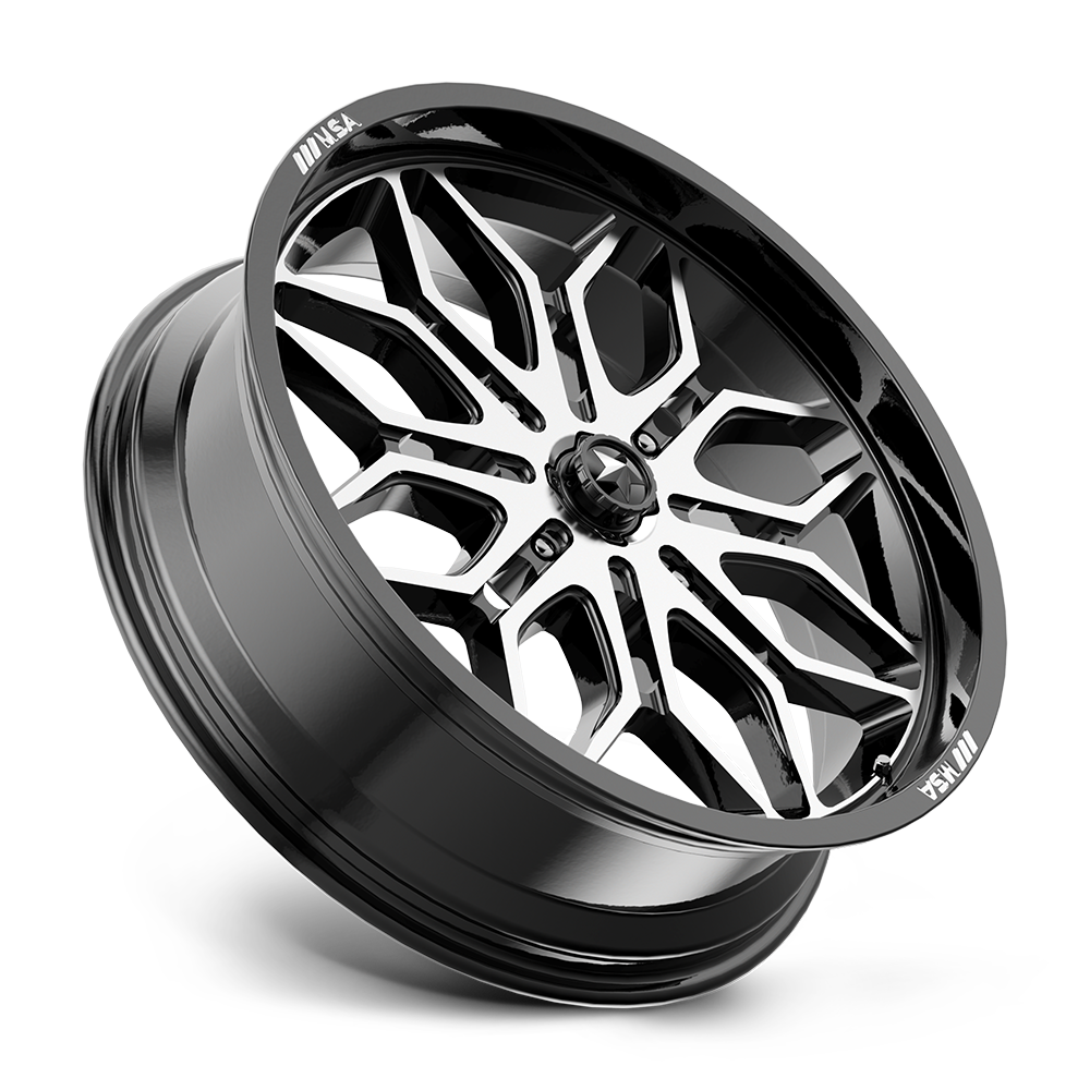 MSA Offroad Wheels M47 Sniper 22x7 Gloss Black Machined 10mm ET 96mm CB 4x137