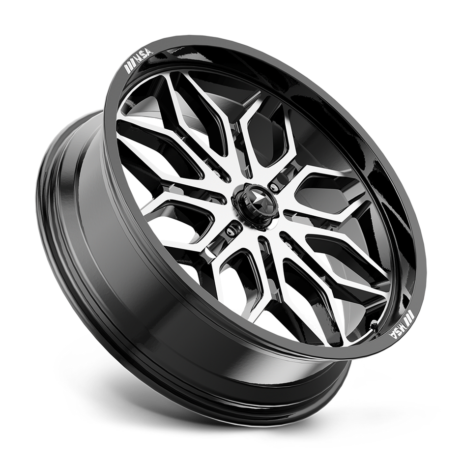 MSA Offroad Wheels M47 Sniper 22x7 Gloss Black Machined 10mm ET 96mm CB 4x137