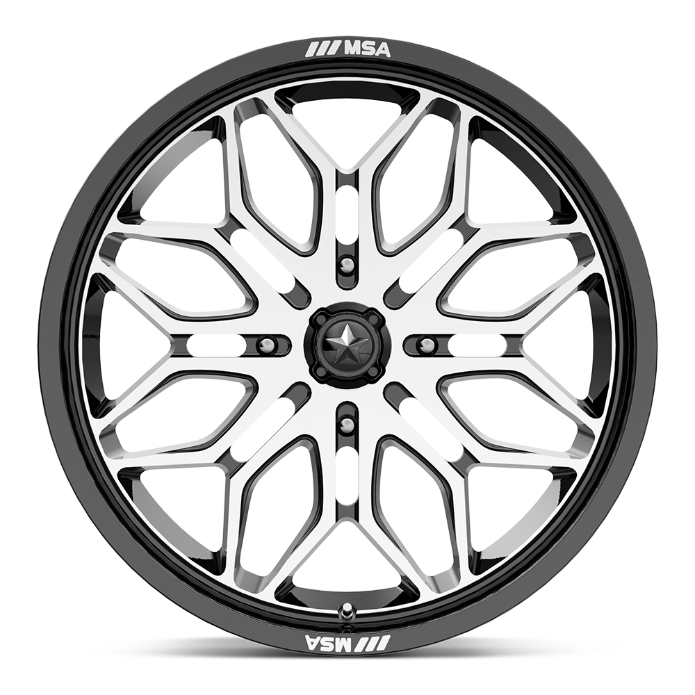 MSA Offroad Wheels M47 Sniper 22x7 Gloss Black Machined 10mm ET 96mm CB 4x137