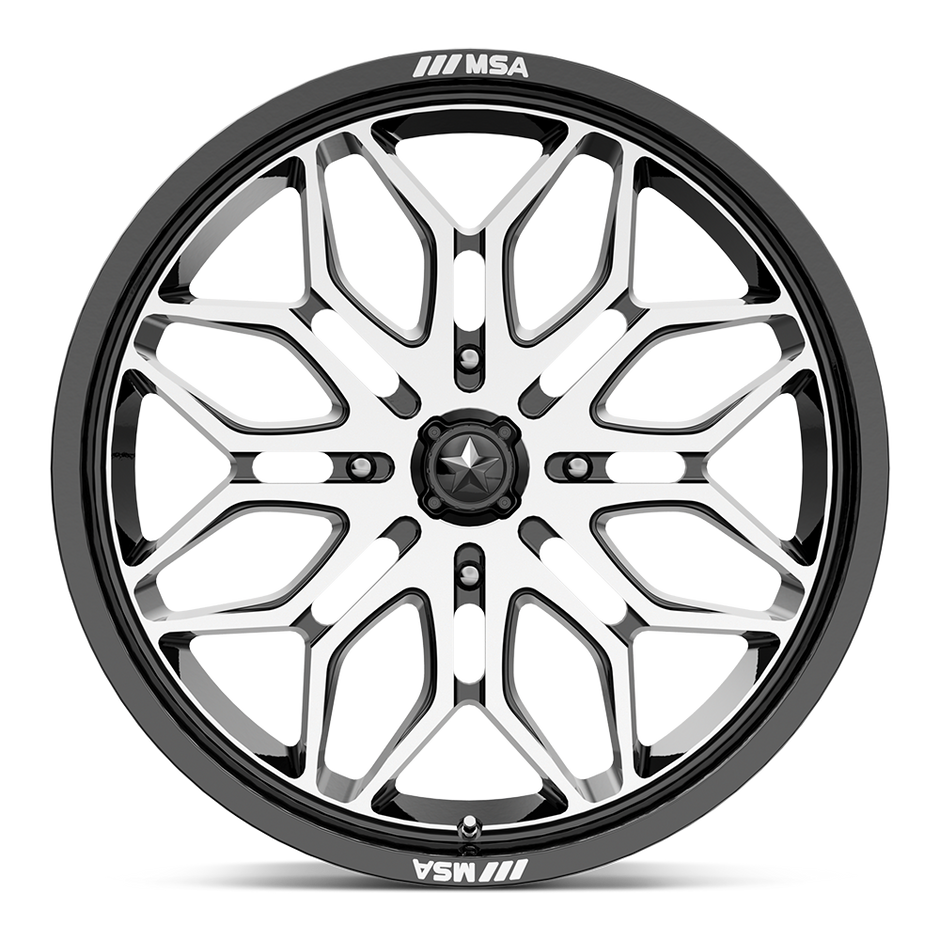 MSA Offroad Wheels M47 Sniper 22x7 Gloss Black Machined 10mm ET 96mm CB 4x137