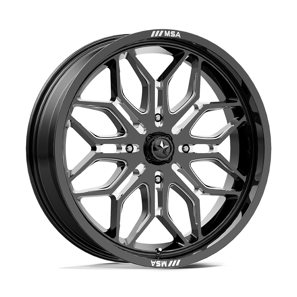 MSA Offroad Wheels M47 Sniper 22x7 Gloss Black Milled 10mm ET 115.1mm CB 4x156