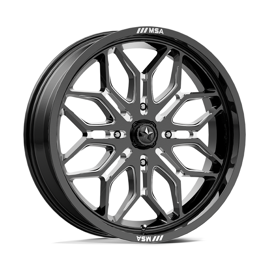 MSA Offroad Wheels M47 Sniper 22x7 Gloss Black Milled 10mm ET 115.1mm CB 4x156