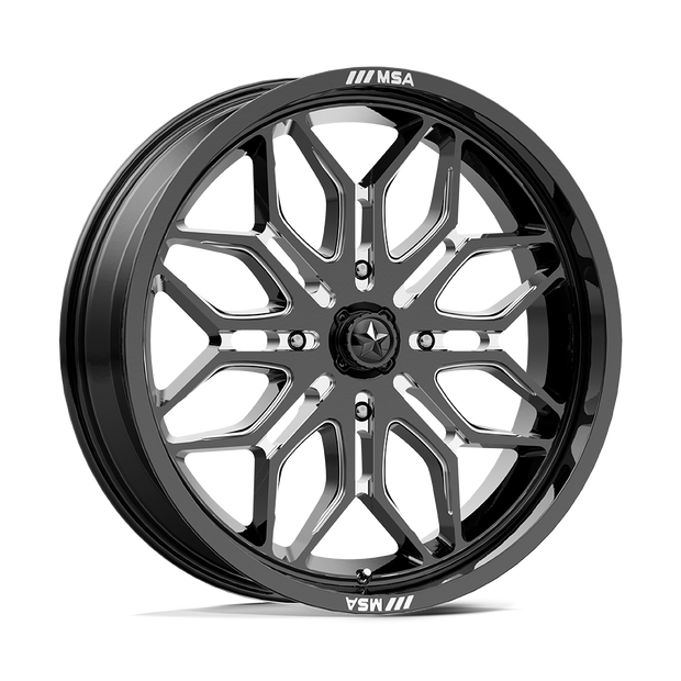 MSA Offroad Wheels M47 Sniper 22x7 Gloss Black Milled 10mm ET 96mm CB 4x137