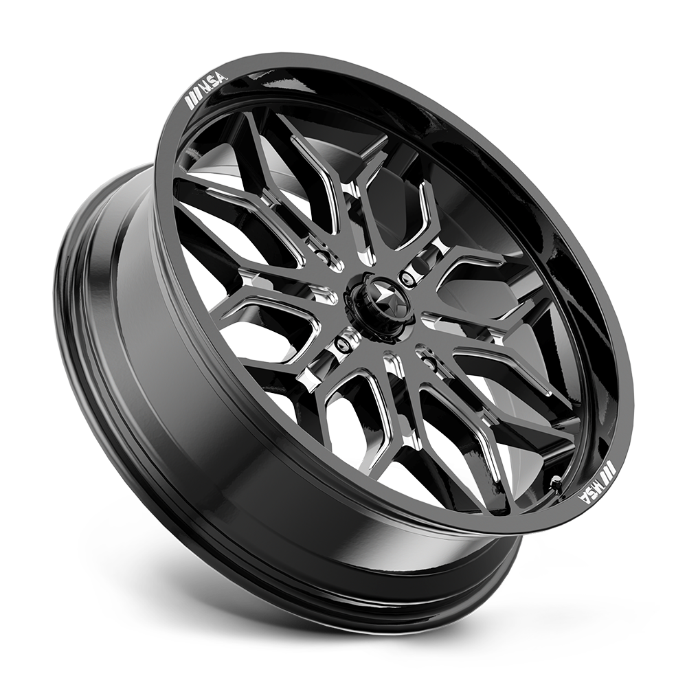 MSA Offroad Wheels M47 Sniper 22x7 Gloss Black Milled 10mm ET 115.1mm CB 4x156