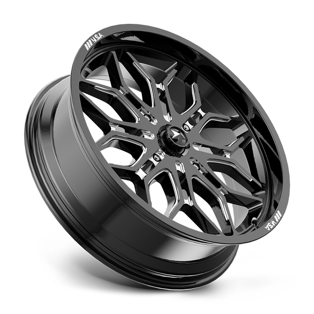 MSA Offroad Wheels M47 Sniper 22x7 Gloss Black Milled 10mm ET 96mm CB 4x137
