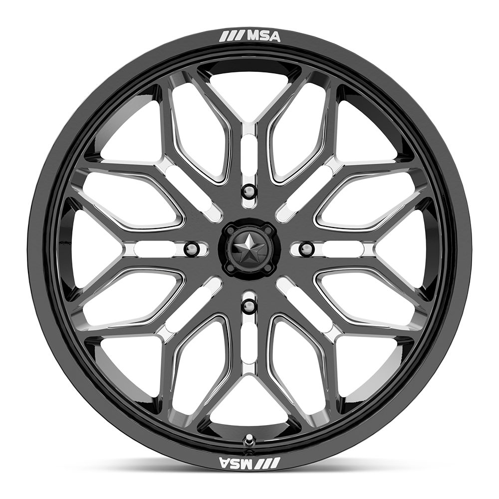 MSA Offroad Wheels M47 Sniper 22x7 Gloss Black Milled 10mm ET 115.1mm CB 4x156