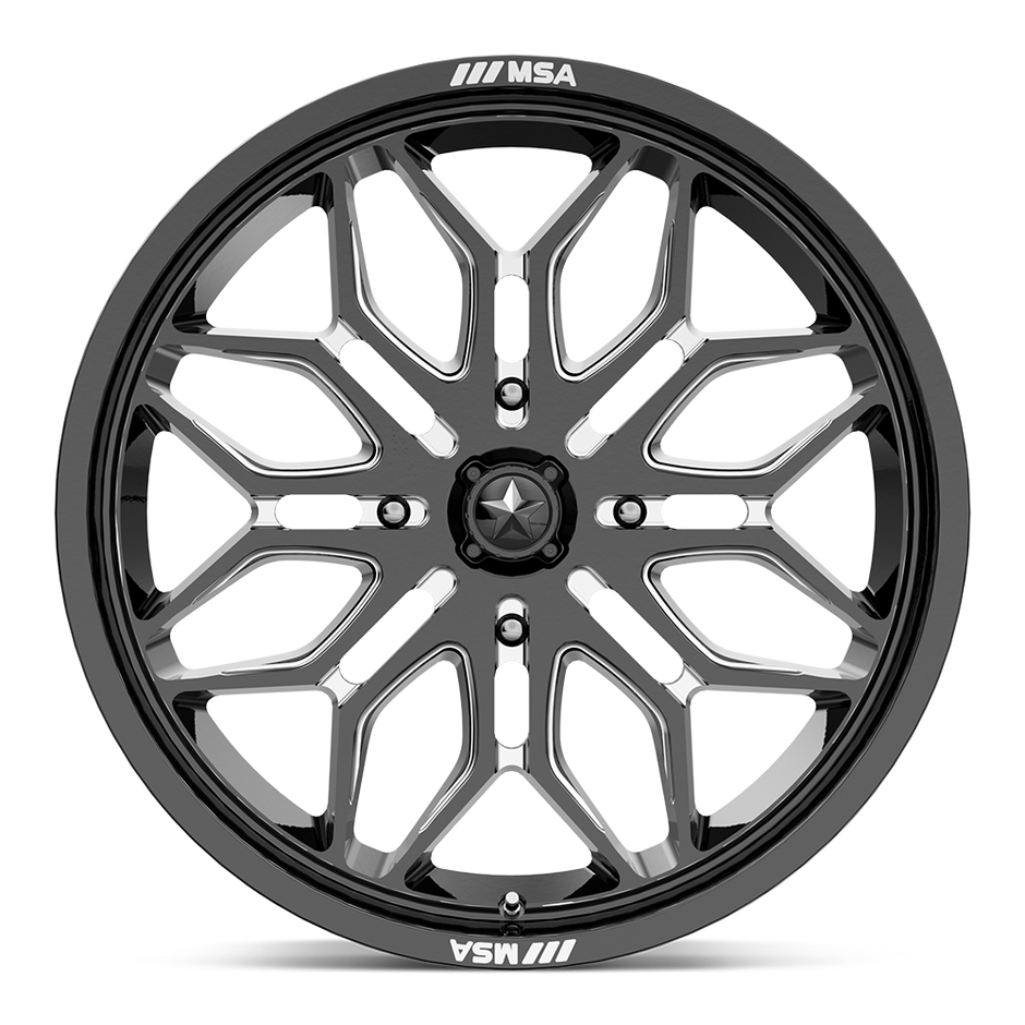 MSA Offroad Wheels M47 Sniper 22x7 Gloss Black Milled 10mm ET 115.1mm CB 4x156