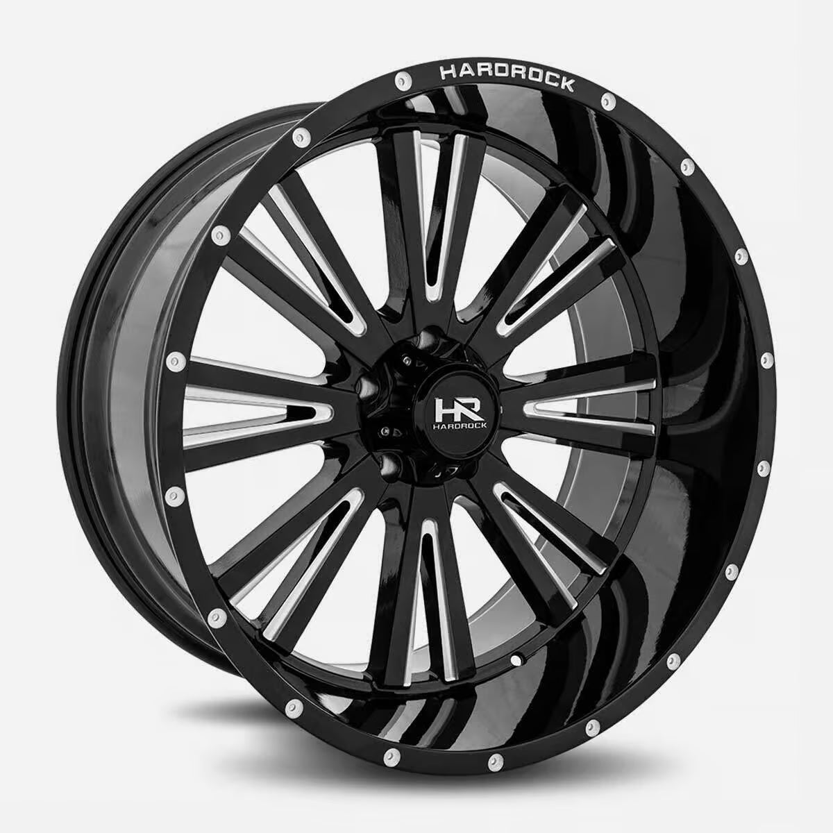 Hardrock Offroad Spine Xposed 20x12 Gloss Black Milled -44mm ET 78.1mm CB 5x127 wheel