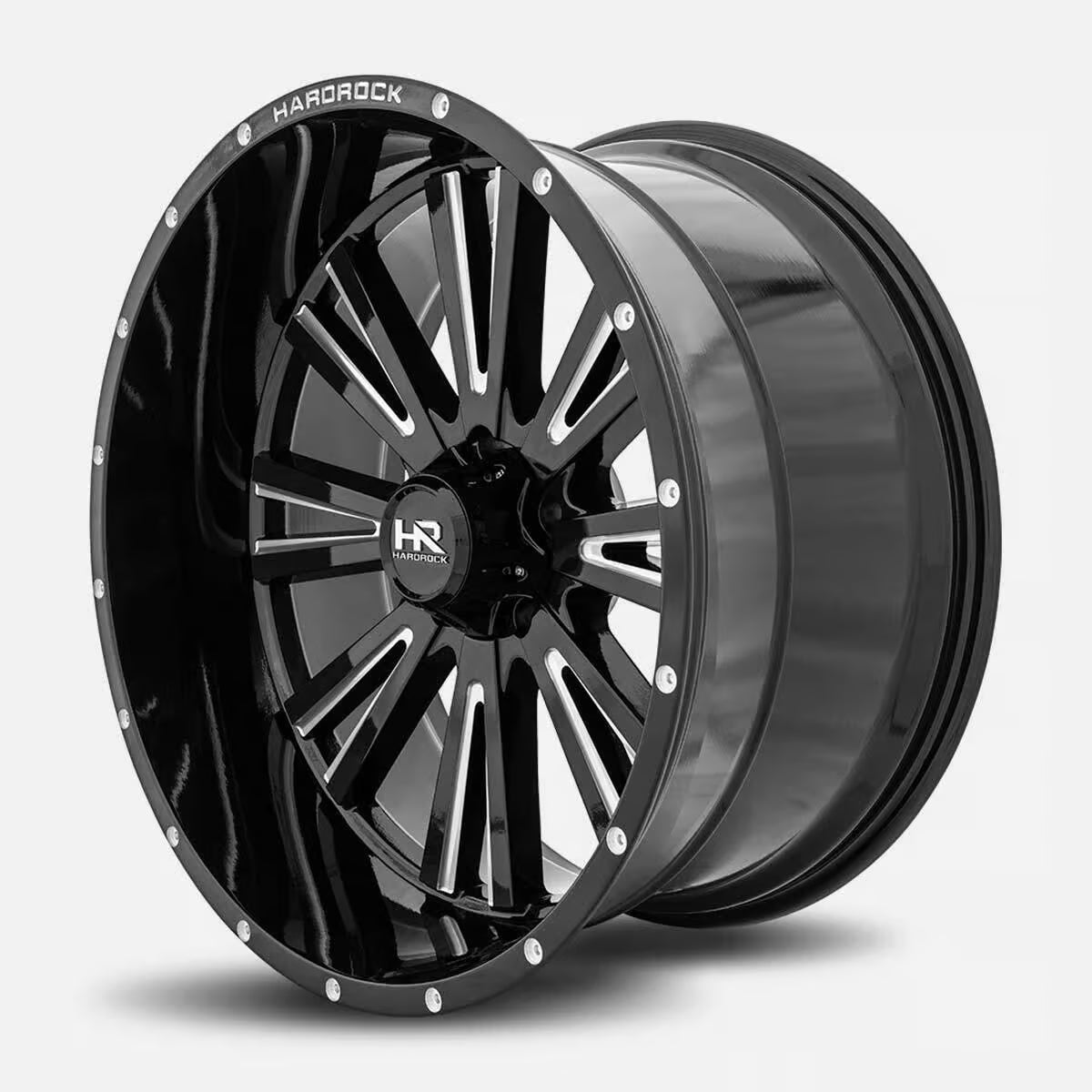 Hardrock Offroad Spine Xposed 20x12 Gloss Black Milled -44mm ET 125.2mm CB 8x165.1 wheel