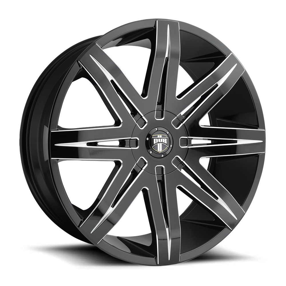 DUB Wheels S227 Stacks 22x9.5 Gloss Black Milled 33mm ET 72.56mm CB 5x114.3/5x120