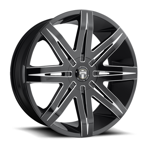 DUB Wheels S227 Stacks 22x9.5 Gloss Black Milled 33mm ET 72.56mm CB 5x114.3/5x120