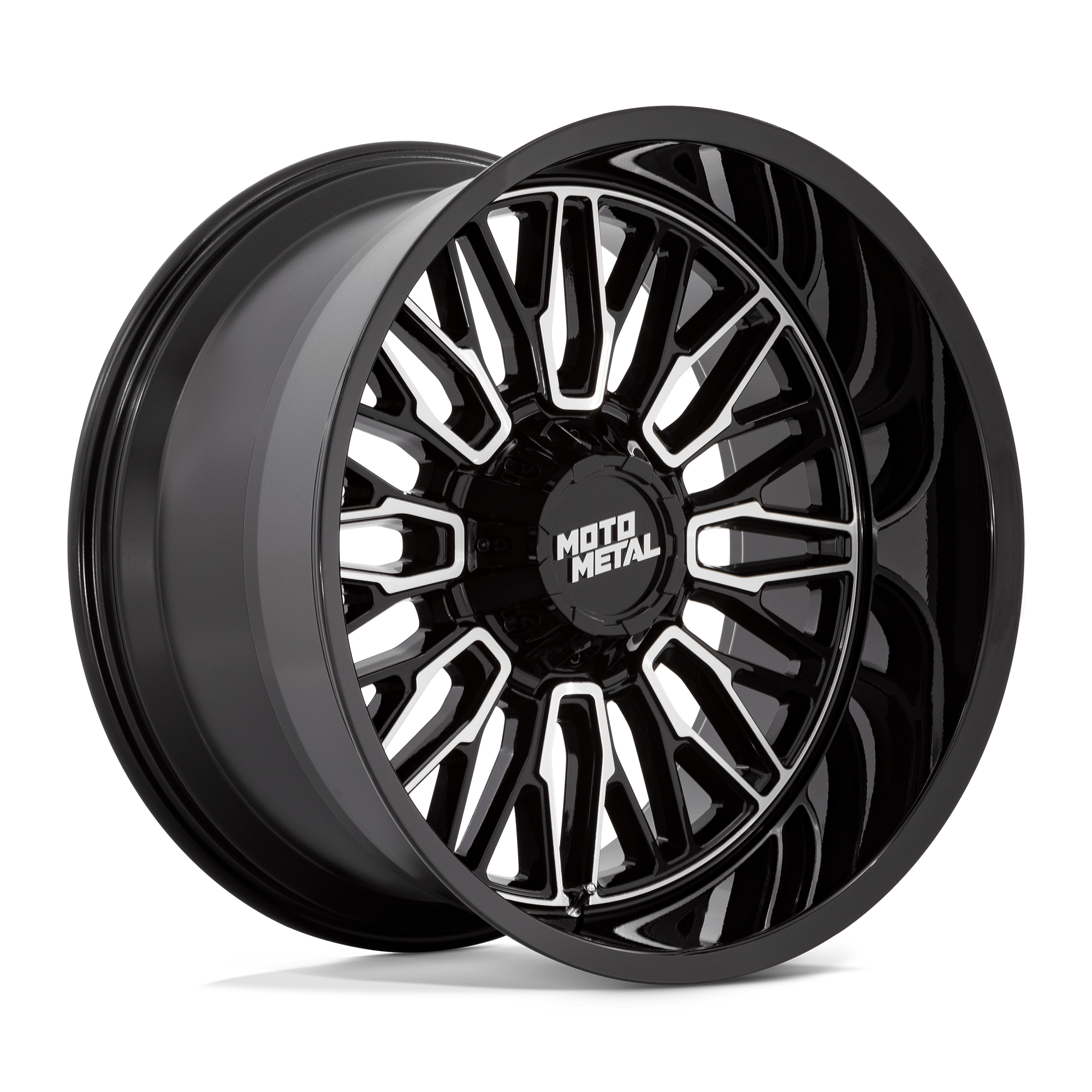 Moto Metal MO809 Stinger 22x12 Gloss Black Machined -44mm ET 78.1mm CB Custom BP