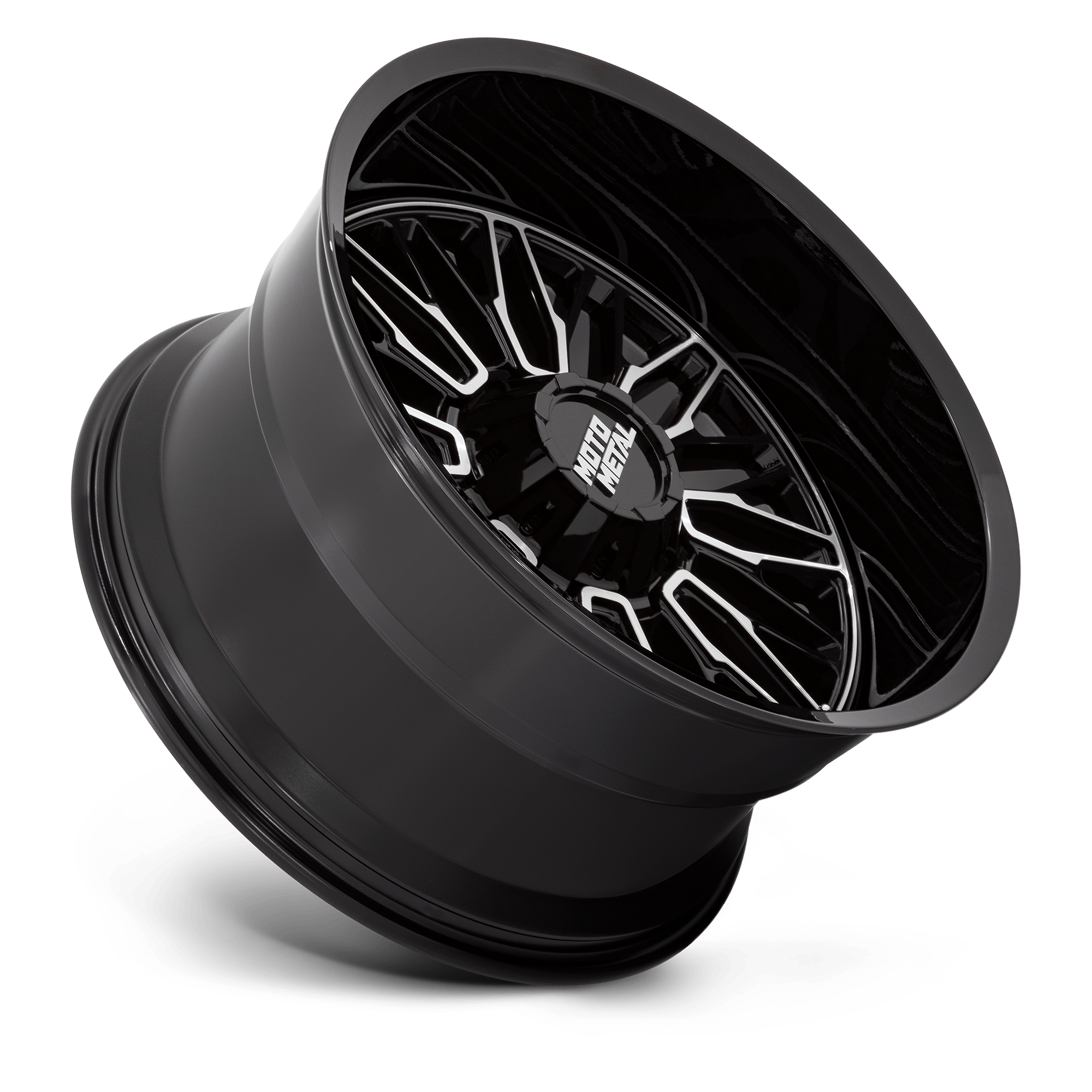 Moto Metal MO809 Stinger 22x12 Gloss Black Machined -44mm ET 78.1mm CB Custom BP