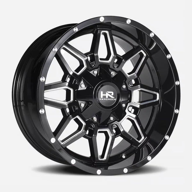 Hardrock Offroad Striker 22x10 Gloss Black Milled -25mm ET 125.2mm CB 8x165.1 wheel