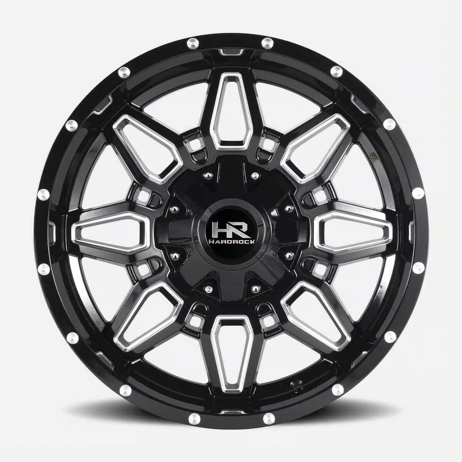 Hardrock Offroad Striker 20x12 Gloss Black Milled -51mm ET 125.2mm CB 8x165.1 wheel