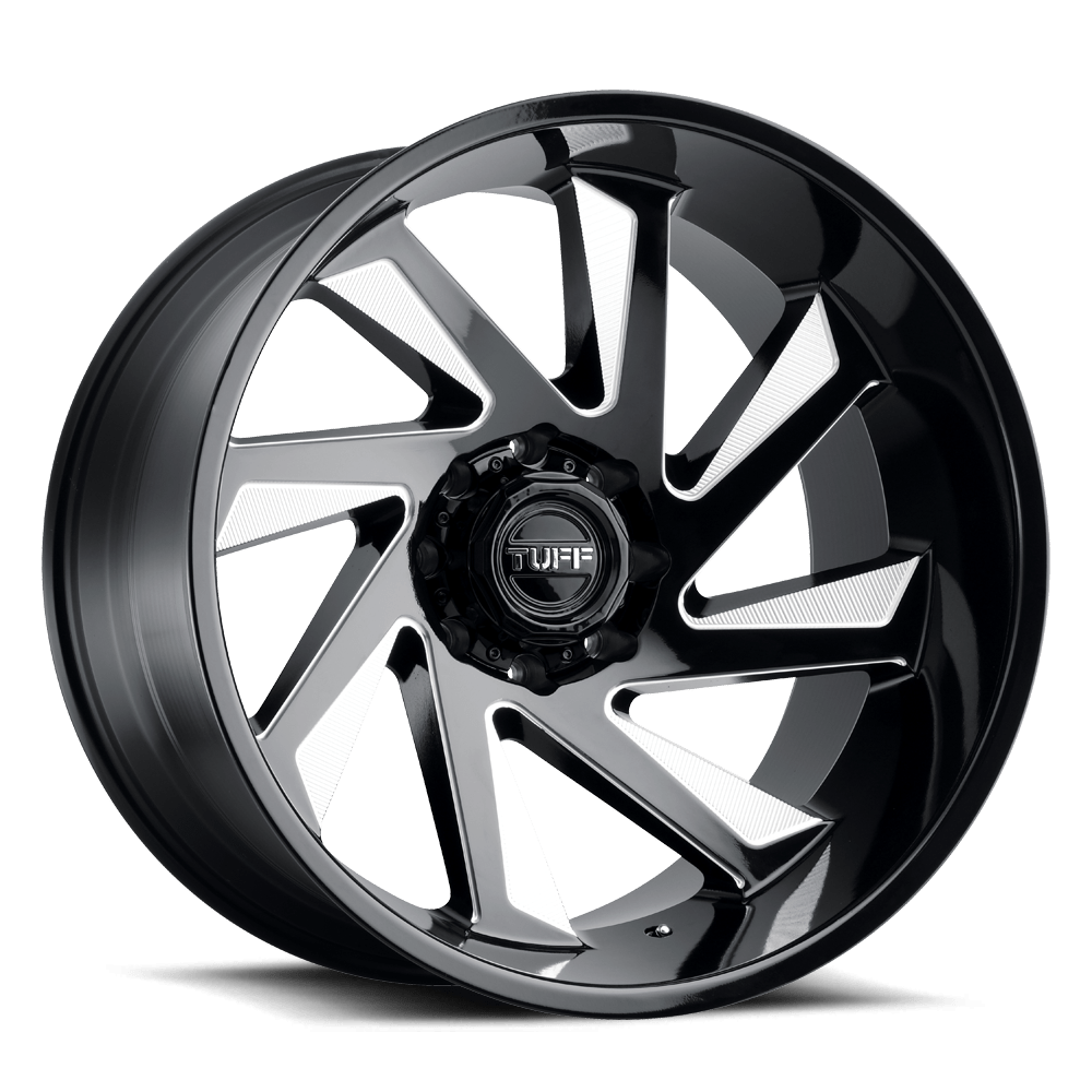 TUFF T1B-Right Wheel 24x14 Gloss Black w/Milled Spokes -72mm ET 125.1mm CB 8x170