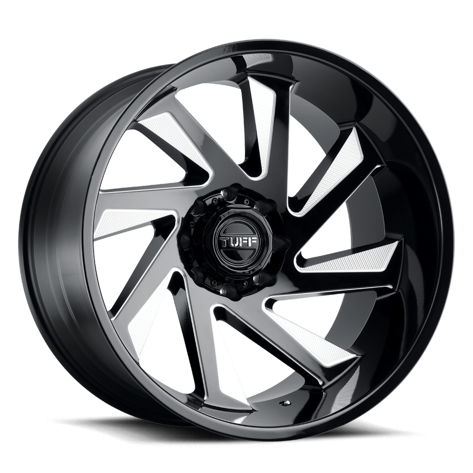 TUFF T1B-Right Wheel 24x14 Gloss Black w/Milled Spokes -72mm ET 125.1mm CB 8x170