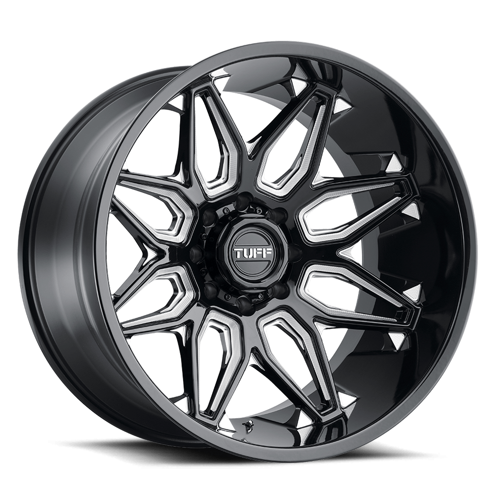 TUFF T3B 26x14 Gloss Black w/Milled Spokes -72mm ET 71.5mm CB 5x127