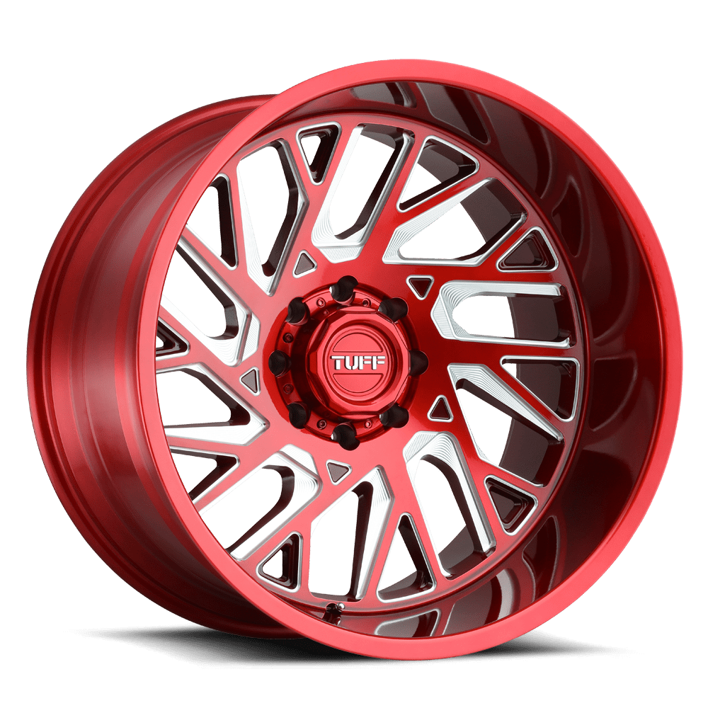 TUFF T4B-Left Wheel 24x14 Candy Red w/Milled Spokes -72mm ET 71.5mm CB 5x127