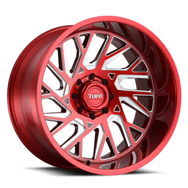 TUFF T4B-Left Wheel 22x12 Candy Red w/Milled Spokes -45mm ET 112.1mm CB 6x139.7