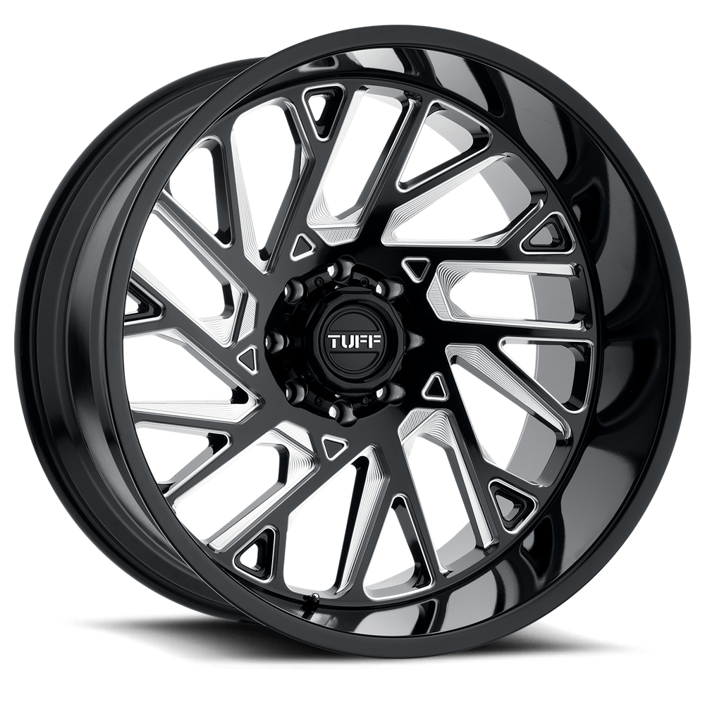 TUFF T4B-Left Wheel 24x14 Gloss Black w/Milled Spokes -72mm ET 125.1mm CB 8x165.1