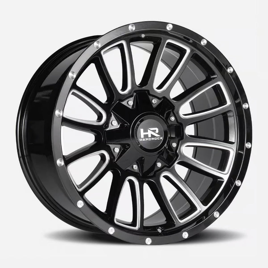 Hardrock Offroad Tactical 20x12 Gloss Black Milled -51mm ET 125.2mm CB 8x170 wheel