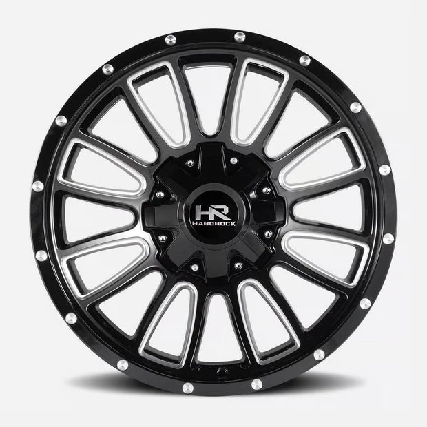 Hardrock Offroad Tactical 22x10 Gloss Black Milled -25mm ET 125.2mm CB 8x165.1 wheel