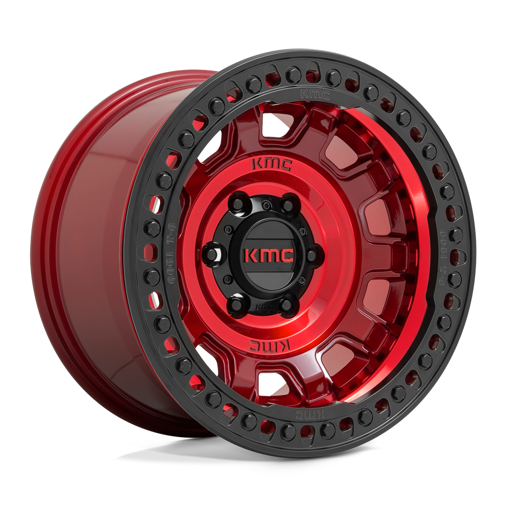 KMC Wheels KM236 Tank Beadlock 17x9 Candy Red -15mm ET 71.5mm CB 5x127