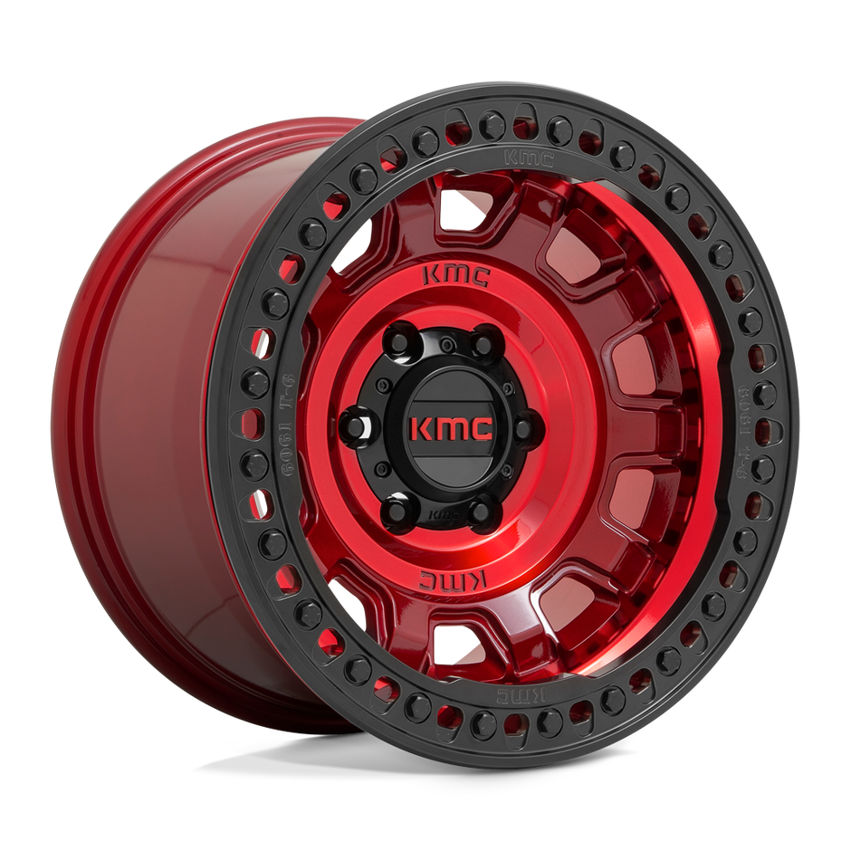 KMC Wheels KM236 Tank Beadlock 17x9 Candy Red -15mm ET 71.5mm CB 5x127