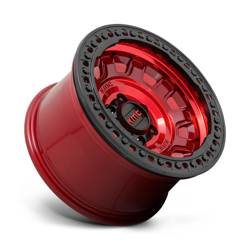KMC Wheels KM236 Tank Beadlock 17x9 Candy Red -15mm ET 71.5mm CB 5x127