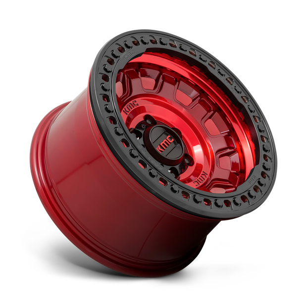 KMC Wheels KM236 Tank Beadlock 17x9 Candy Red -15mm ET 71.5mm CB 5x127