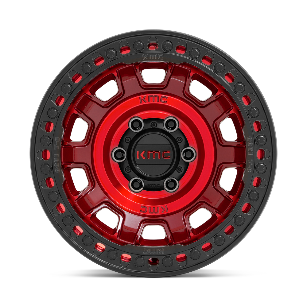 KMC Wheels KM236 Tank Beadlock 17x9 Candy Red -15mm ET 71.5mm CB 5x127