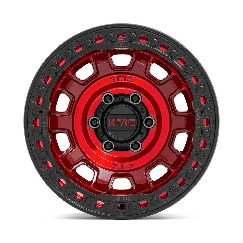 KMC Wheels KM236 Tank Beadlock 17x9 Candy Red -15mm ET 71.5mm CB 5x127