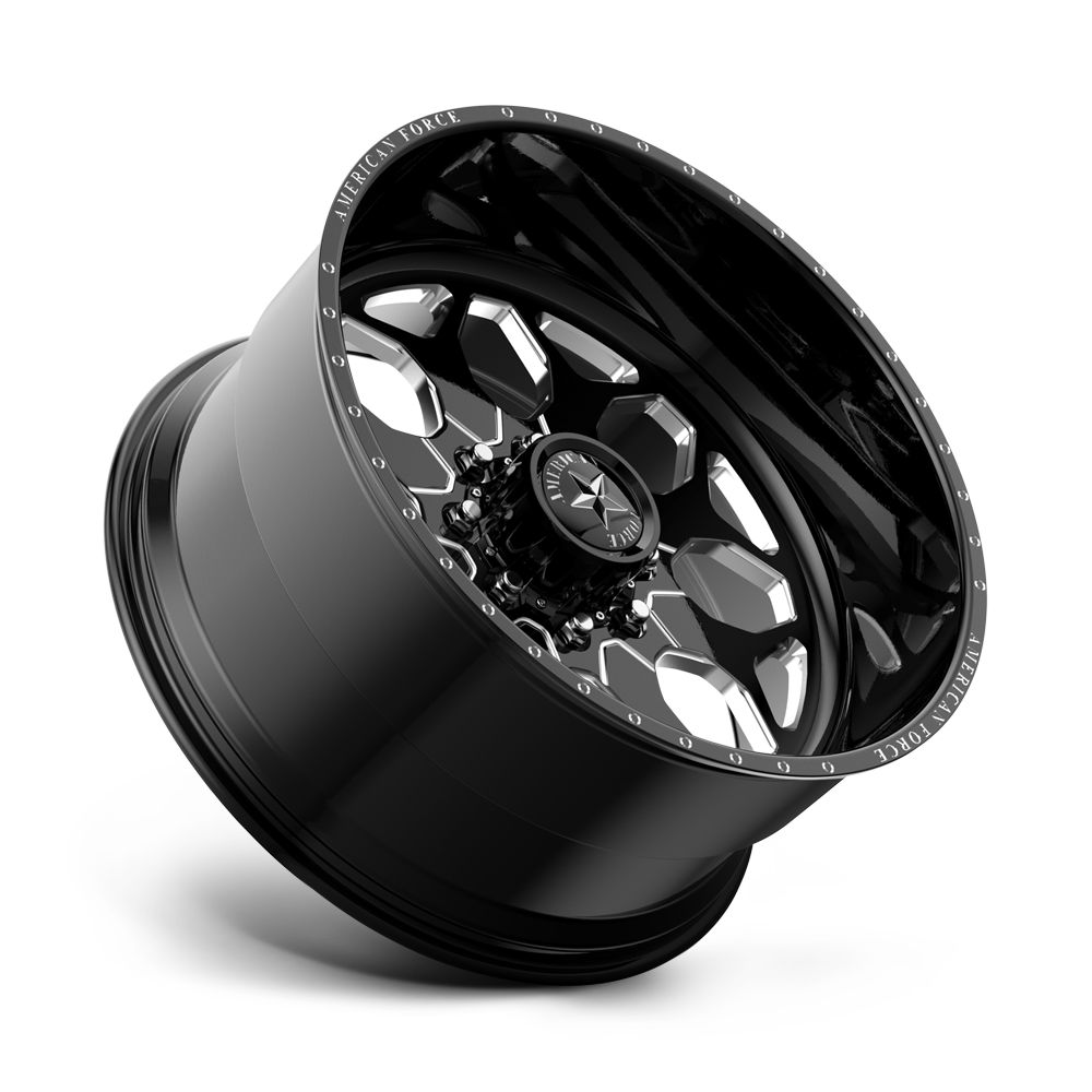American Force Terra SS forged wheels in gloss black milled finish, side profile view