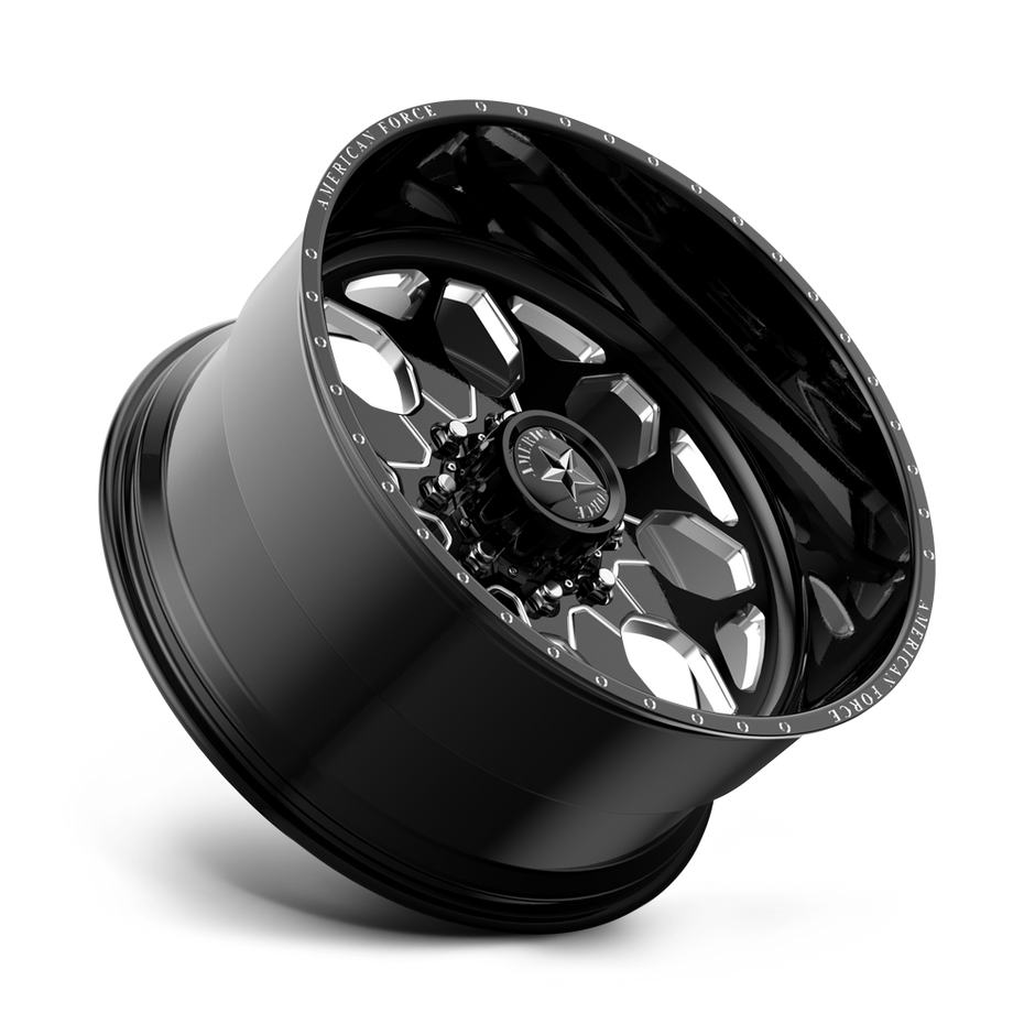 American Force Terra SS forged wheels in gloss black milled finish, side profile view