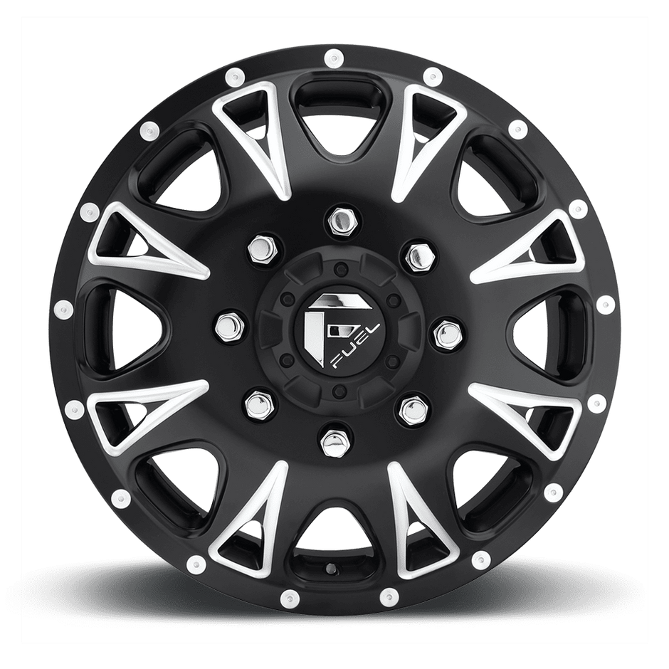 Fuel Wheels D513 Throttle Dually 17x6.5 Matte Black Milled 129mm ET 154.3mm CB 8x210